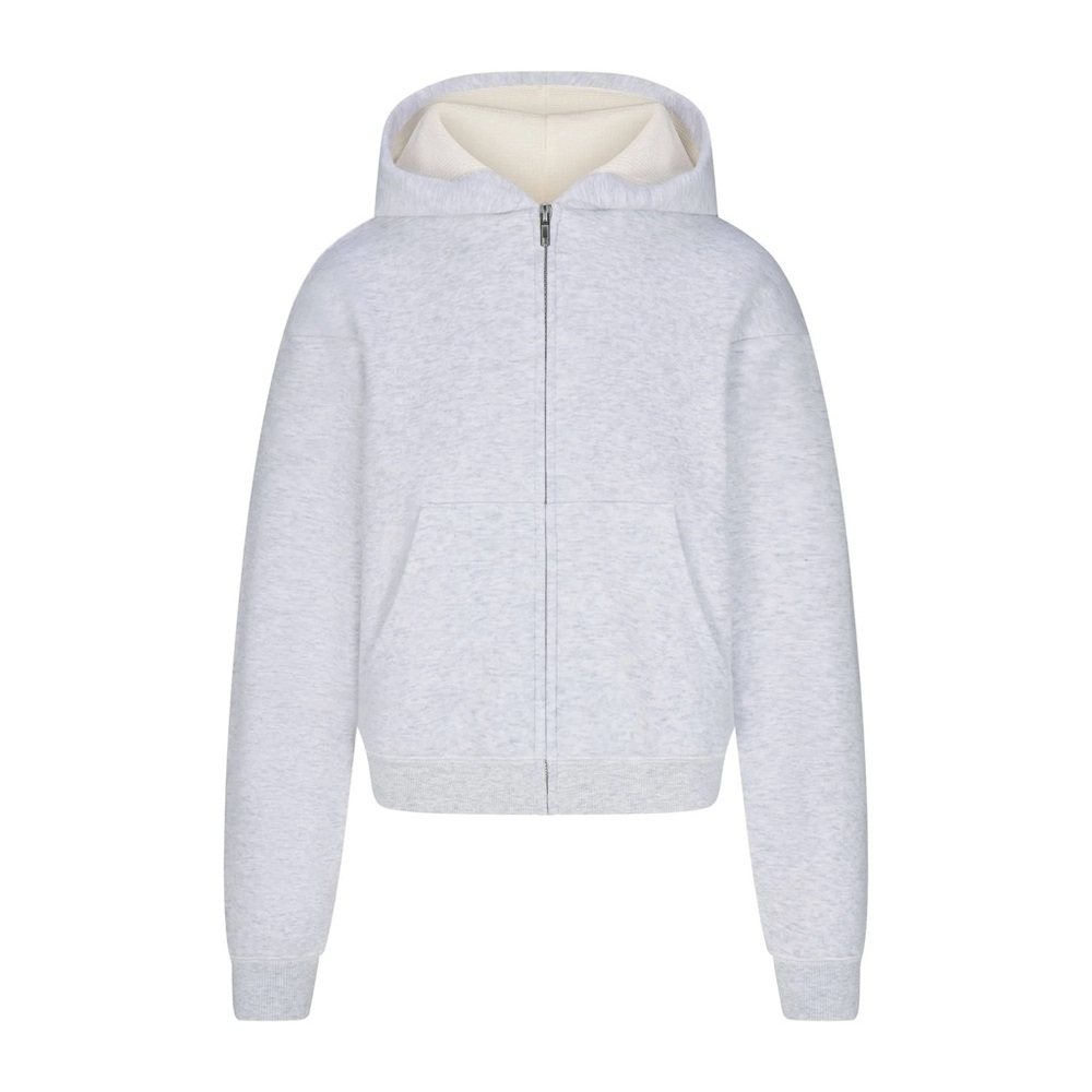 NWT SKIMS Light Gray waffle Zip-Up Hoodie SOLDOUT